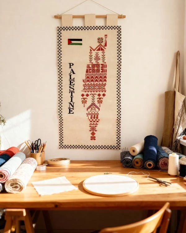 لوحة تطريز فلسطيني – علم فلسطين